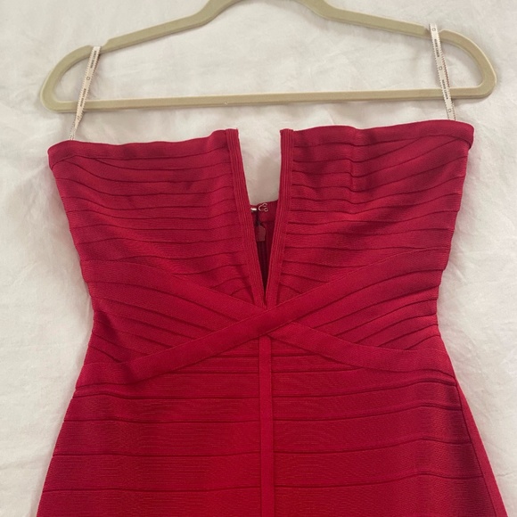 Herve Leger Deep V-Neck Gown